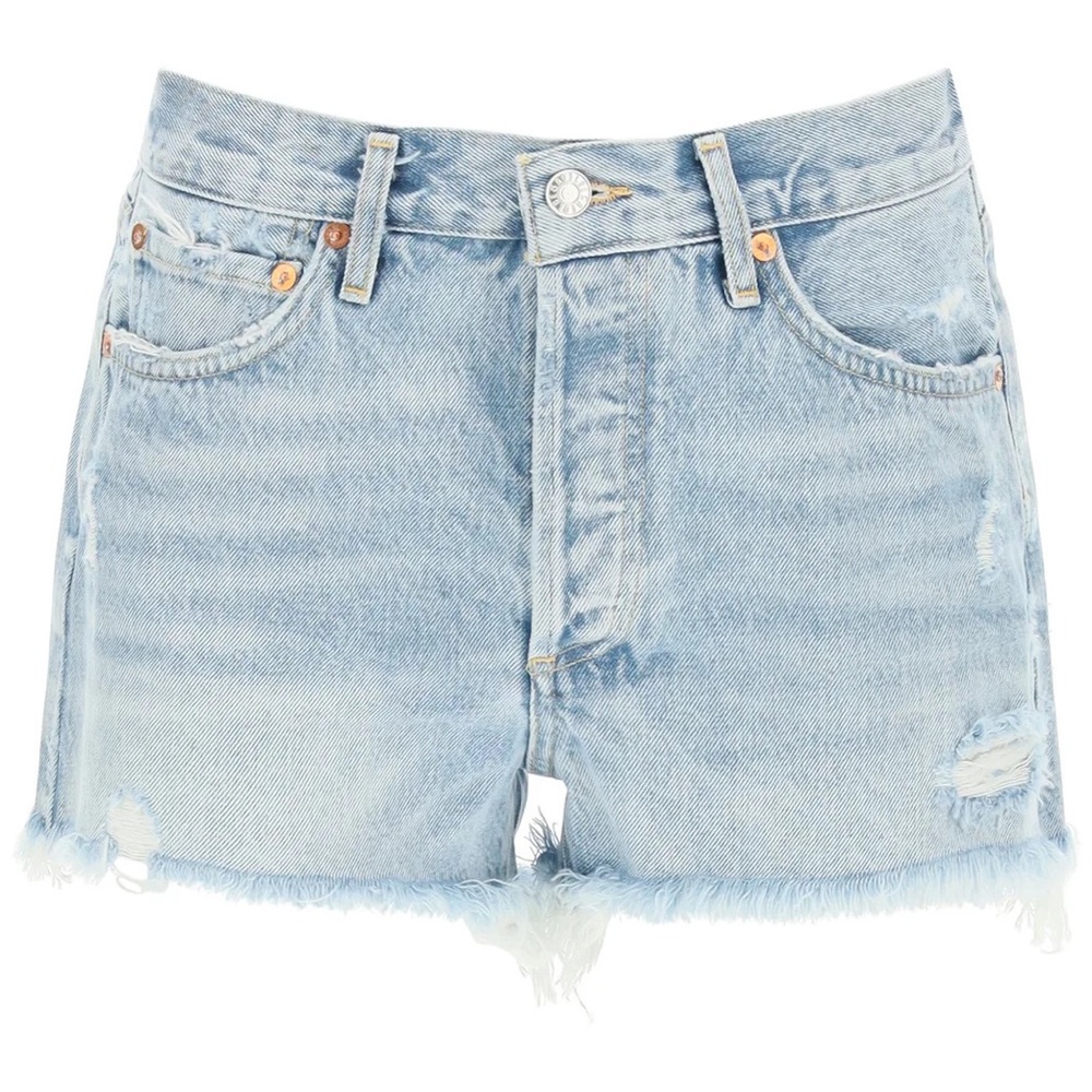AGOLDE Parker Vintage Light Wash Distressed Cut Off Shorts